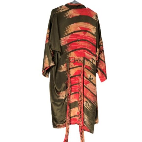 Vintage 100% silk amazing abstract print kimono cover up duster - Picture 13 of 16